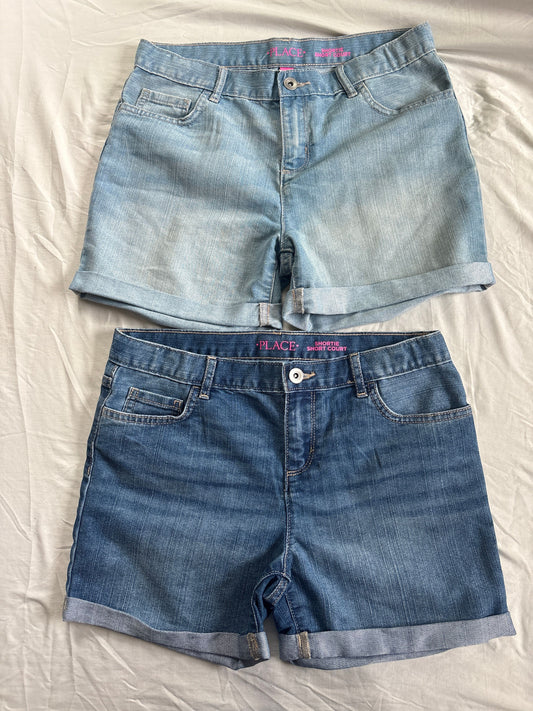 Childrens Place , size 14, Shorts Light and Dark blue Jean Shorts, NWOT 14