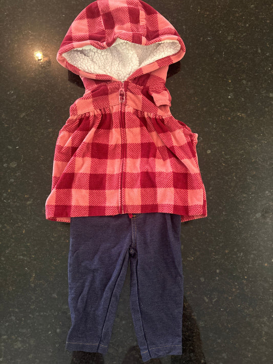 Carters Hooded fleece vest set size 6m 6 Months