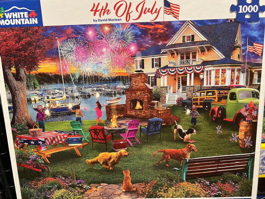White Mountain Puzzle 1000 piece puzzle. No smoking/No pet home. Assembled once.
