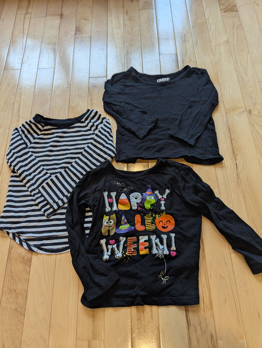 Cat + Jack/Celebrat/Limited Too 3 Shirts Halloween, Black, Striped 3T
