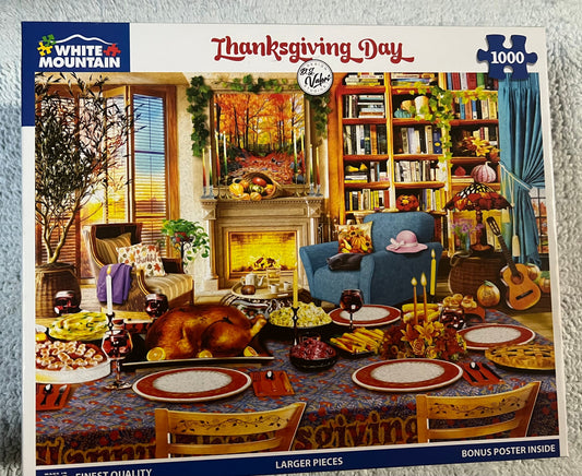 White Mountain Puzzle 1000 piece puzzle. No smoking/No pet home. Assembled once.