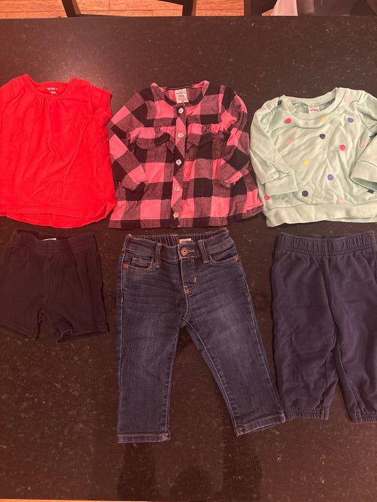 Carters Carters s sleeve and 2 long sl tops size 6m & assorted bottoms 6 Months