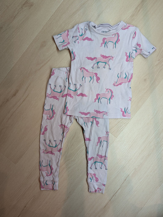 Carter's purple short sleeve pajamas, 18m Purple short sleeve pajamas with rollerblading unicorns 18 Months