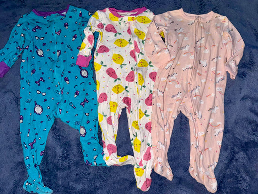 3 pack, printed footie pajamas 6-9 months 3 pack, printed footie pajamas 6-9 months 6 Months