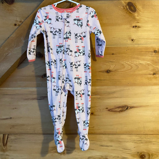 Child of Mine, 18m, footer sleeper, pink with cow print 18 Months