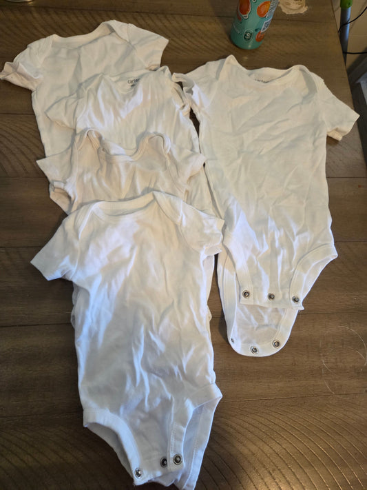 Carters 5 white onesie 5 0-3  white short sleeve onesies Newborn