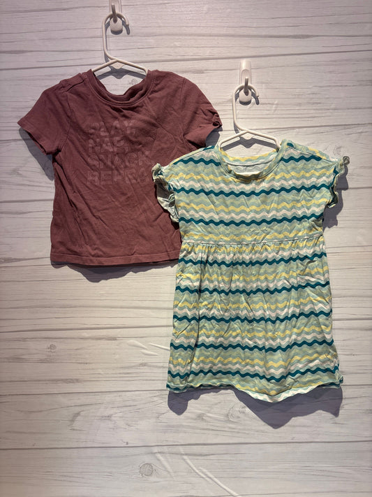 Old Navy Girls Old Navy green dress and purple shirt 3T