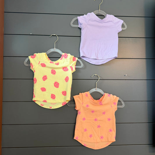 Cat and Jack Shirts, purple yellow strawberries orange flowers 12 Months