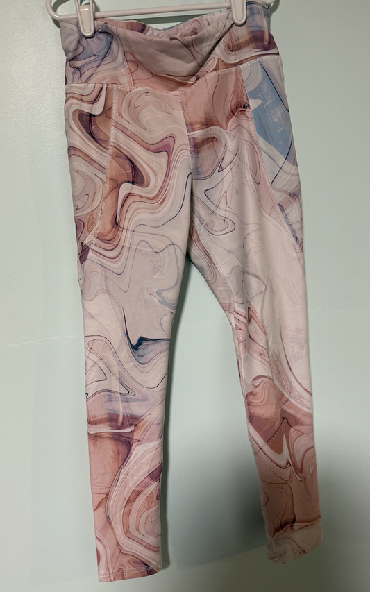 Old Navy Multi color marble pink leggings with pockets Junior 10
