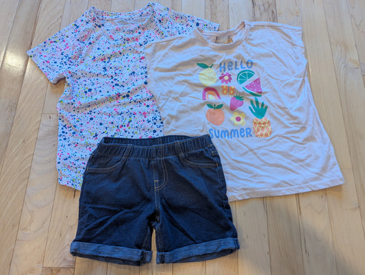 Athletic/Granimals/Cat + Jack 2 Shirts, Shorts Splatter and Hello Summer Shirts, Stretchy Denim Shorts 4T/4
