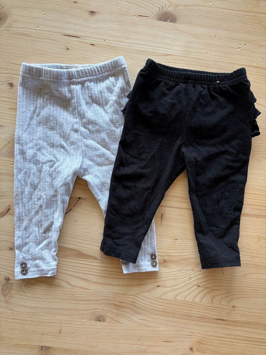 Kit + Pearl and Garanimals, 6-9m, Pants Multi Pack 2 Pack: Pants, Gray and Black with Ruffles 6 Months