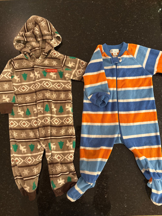 Carters Fleece foot pj and hooded fleece onesie 12 Months