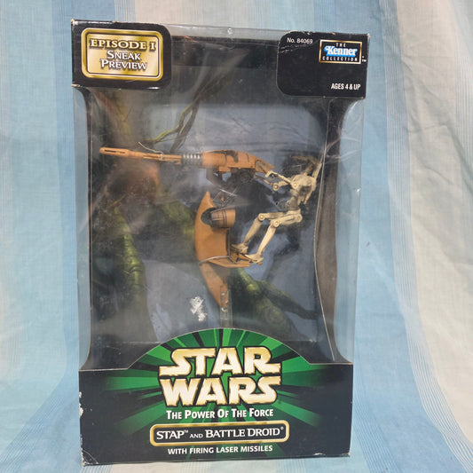 1998 Kenner Power of the Force new in box STAP Single Trooper Aerial Platform vehicle and a firing laser Figures and Animals