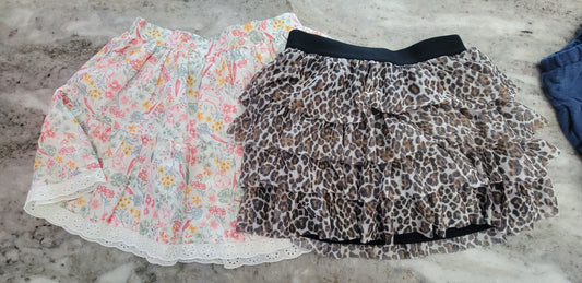Boutique 2 pack girls skirts, cheetah print and floral with bunnies 5T gir 5T/5