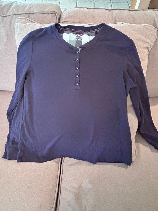 LL Bean pajama shirt. Navy blue long sleeve. 6 buttons. Women's - M