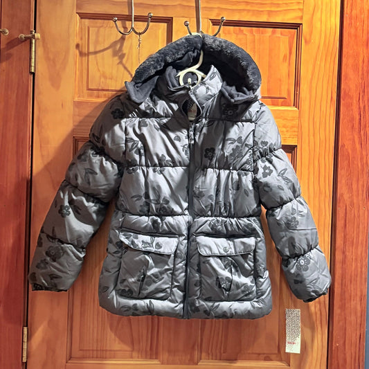 Kensie Girl 16 XL NWT winter jacket Blue with darker blue flowers and hood 16