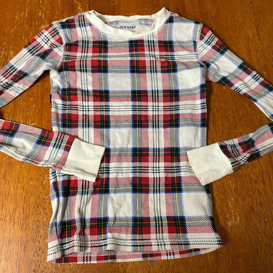 Old Navy 8 pajama top shirt pjs plaid Christmas 8