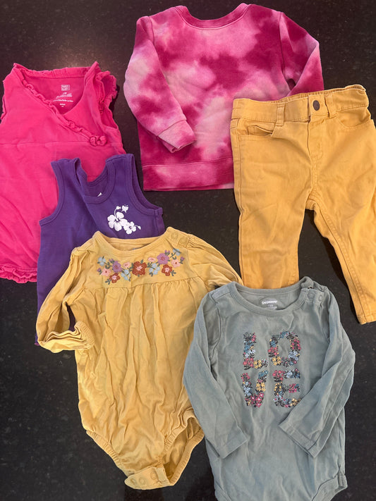 Faded Glory and Garanimals 2 sleeveless, 2 long sleeve bodysuit 1 sweatshirt 1 jean size 12m 12 Months