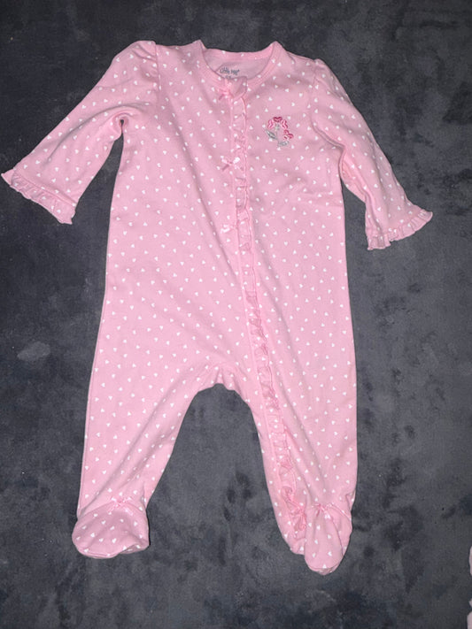 Little Me 6 Month Sleeper Pink with White Heart Design 6 Months
