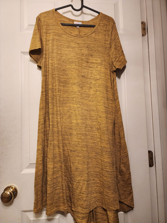 LuLaRoe - Carly, high - Low Dress Runs Big "fits like a XL" - Mustard Yellow w. Pocket Women's - M
