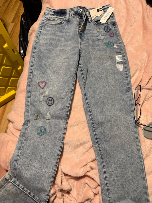 So New skinny jeans with designs snap button fly 12