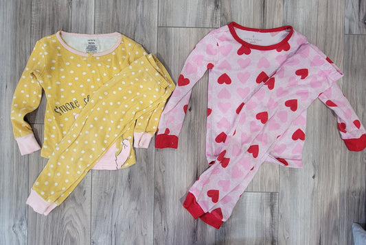 Carters, Laura Ashley 2 pack pj pajamas set girls 3T yellow stores, valentines 3T