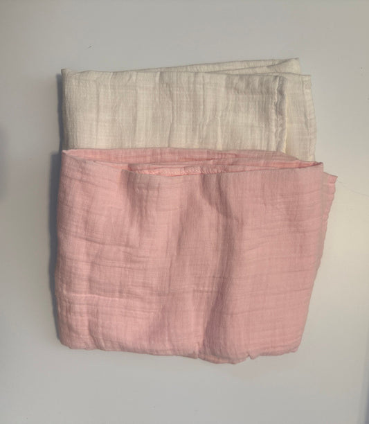 Walgreens Pink and White Cotton Muslin Blanket Swaddle NEW Blanket