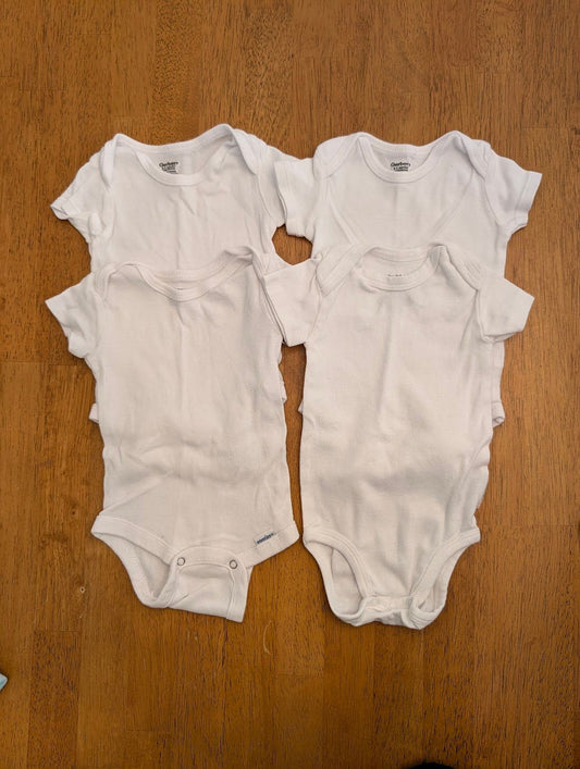 Gerber-3/Butterblue-1, 0-3m 4pack, onesies short sleeve, plain white 3 Months