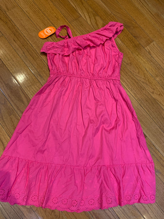 Wonder Nation As 14-16 Pink lace trimmed cotton summer dress. Off shoulder. NWT 14