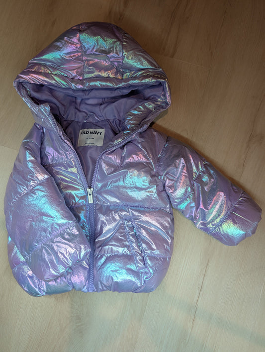 Old Navy, 18-24m, winter jacket Metallic Purple, Shiny Puffer Jacket 18 Months