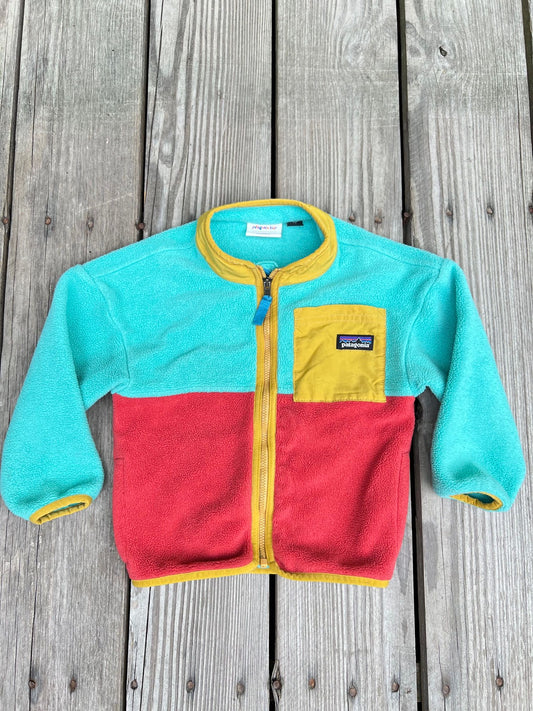 Patagonia Size 3T Synchilla Fleece Jacket Zip Up Colorblock Boy's Girl's Fall Winter Cold 3T