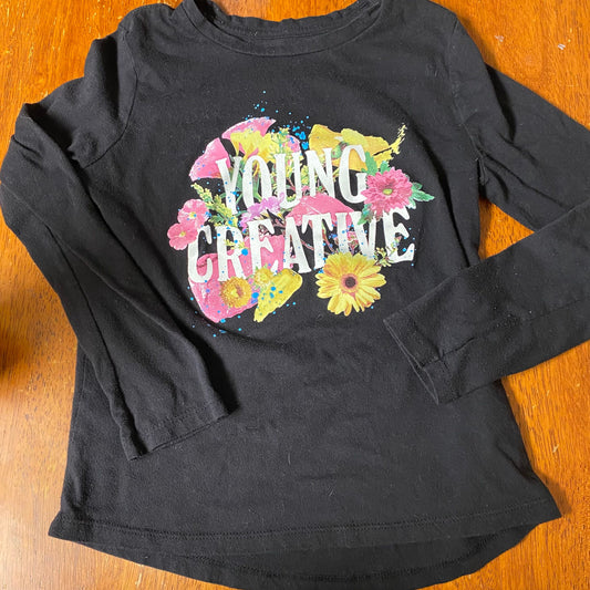 Old Navy Black long sleeve shirt tee creative art colorful 8 8