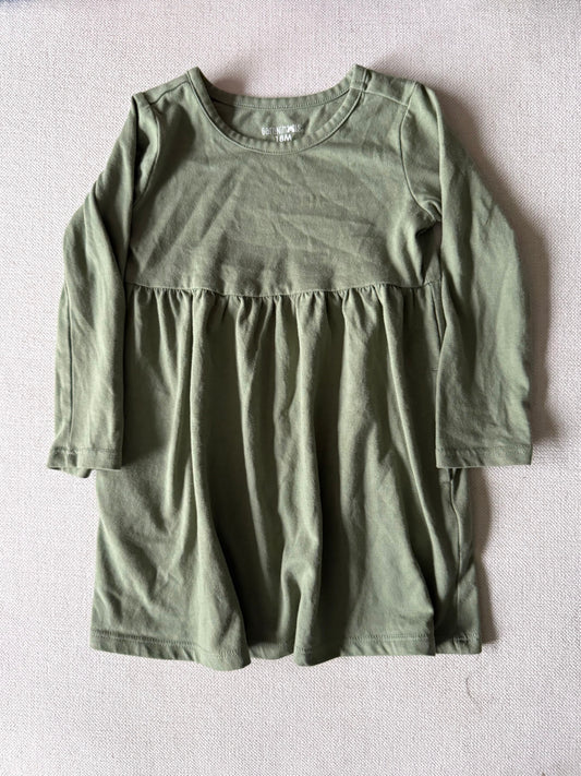 Granimals Olive green  GUC long sleeve dress 18 Months