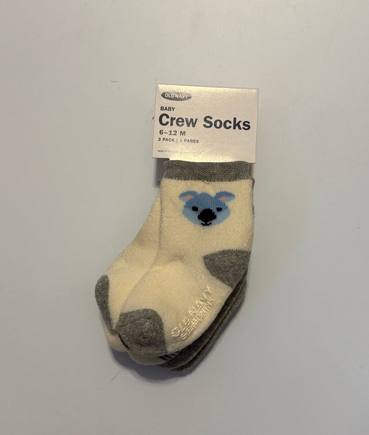 Old Navy NEW Koala 3-Pack of Crew Socks 6-12 Months 6 Months