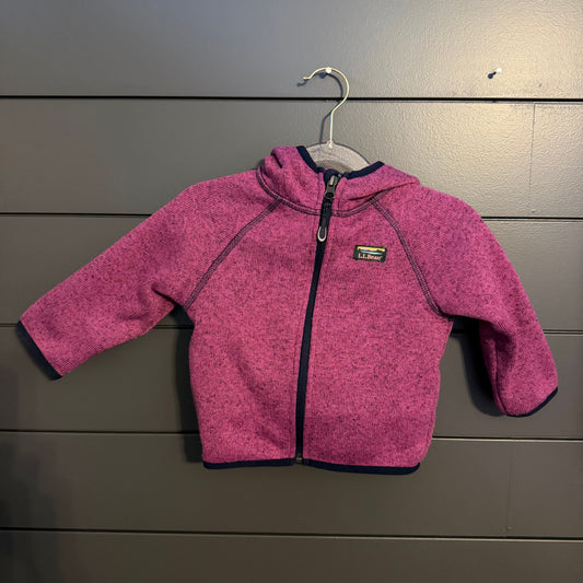 LLBean Hooded zip up sweater fleece, purple and navy 6 Months