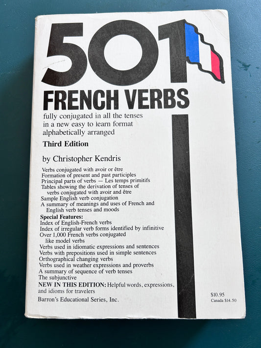 501 French Verbs by Christopher Kendris Paperback. 608 pages. Fully conjugated verbs with index Book-Adults