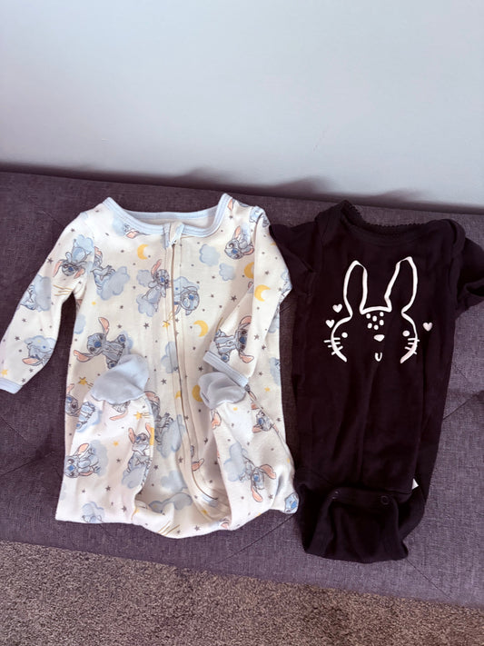 Disney Baby Footie Stitch Onesie and Gerber Onesie 2 Item Bundle Both Size 0-3 Months 3 Months