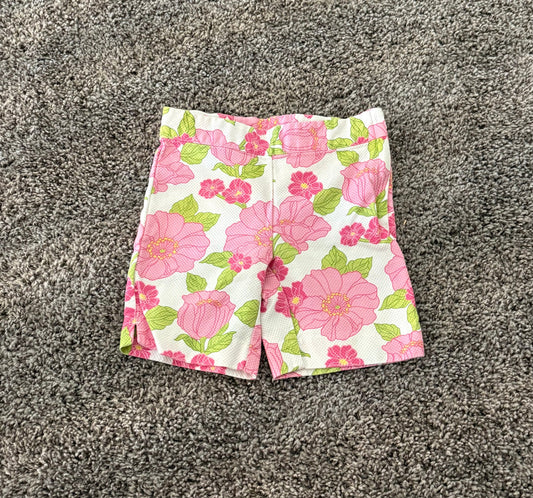 Janie and Jack shorts toddler girls 2T White with pink and green floral pattern, summer 2T