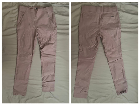 Anne Klein blush-colored slacks, no size tag but fit women's S, stretchy, 2 front slant pockets, 2 back chino pckt Women's - S