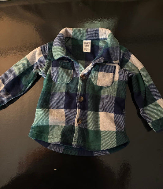 Carters Blue and green flannel jacket 12 Months