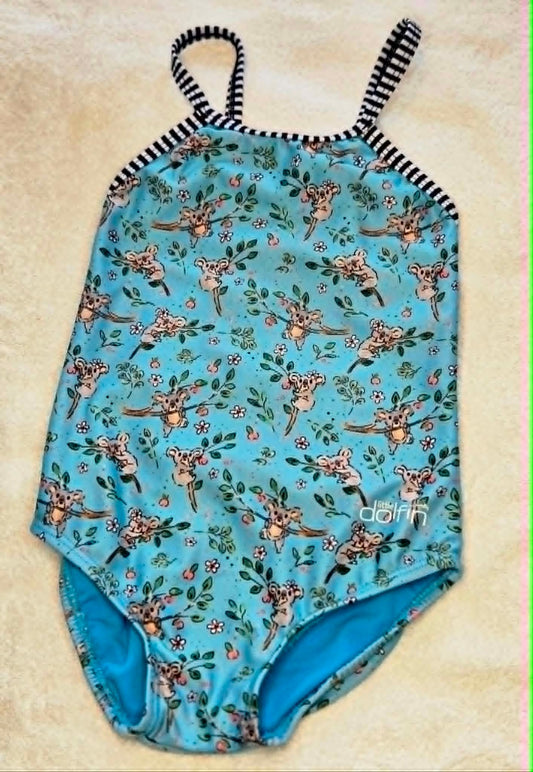 Little Dolfin Girls' Size 6 One Piece Blue Koala Racing Swimsuit 6