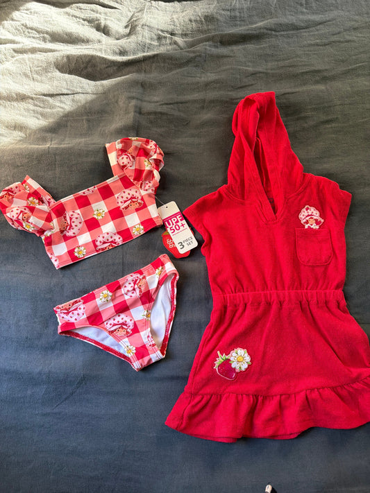 Strawberry shortcake New Red three piece swimming set- UPF 50 18 Months