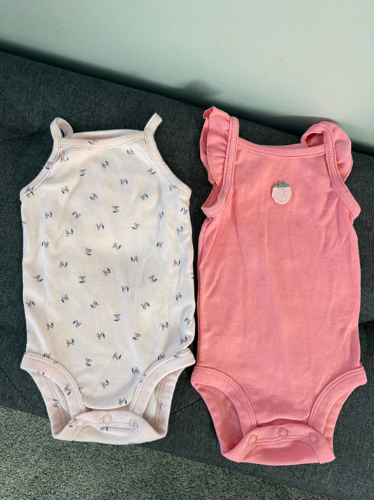 Carters 2 Baby Girl Tank Top Onesies Size 0-3 Months 3 Months