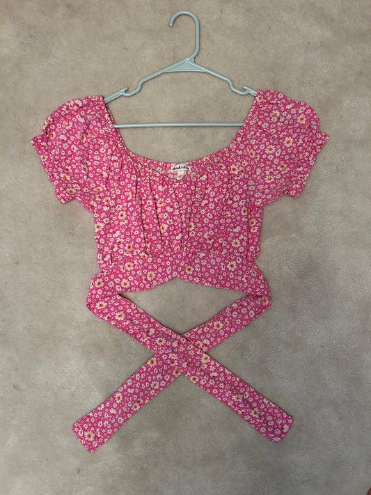 Derek Heart Pink and white cropped top Women's - M