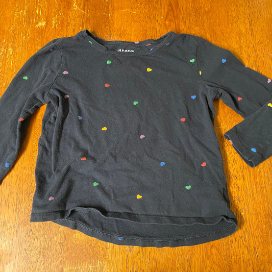 Old Navy Black long sleeve T-shirt hearts shirt 6 7 6