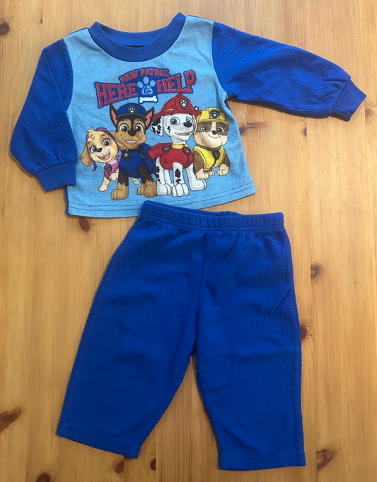 Paw Patrol PJs Pajamas Thin Fleece, SOFT! "Here to Help" Shows Skye, Chase, Marshall, Rubble! 12 Months