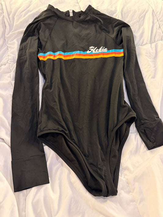 Hobie Black Hobie Long Sleeve Zip Up Back Bathing Suit 14