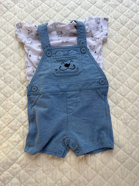 Kidgets 6-9 month light blue bear overalls and shirt 6 Months