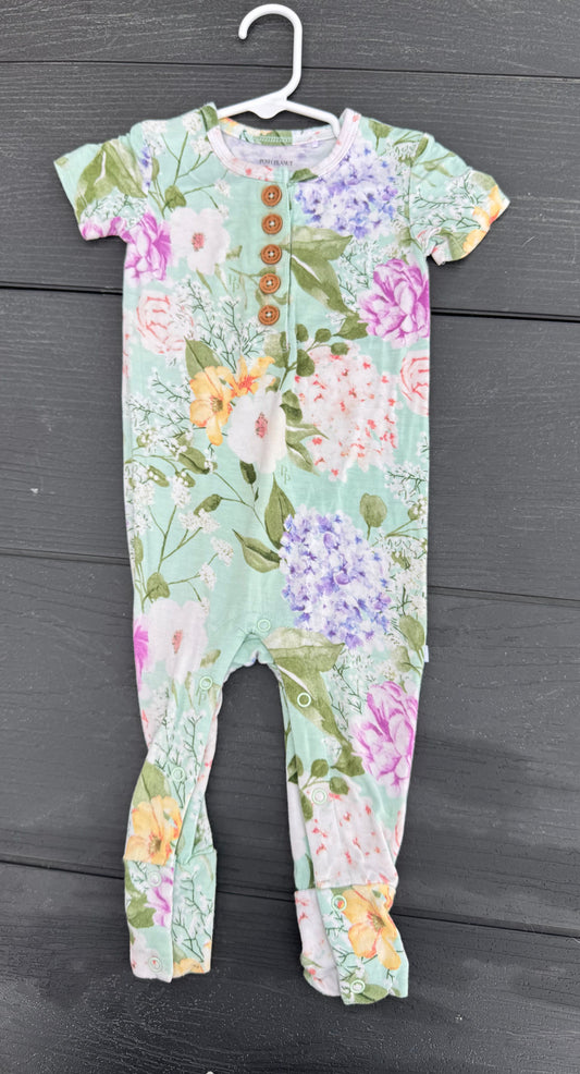 Posh peanut bamboo one piece floral Button front snap legs 12-18 months 18 Months
