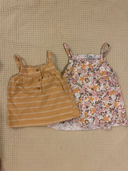 Carters, and unknown Striped cotton tank top and floral cotton tank top 18 Months